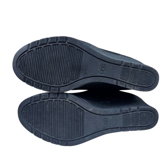 Uggs Potrero Waterproof Leather Boot Women's Size 8 EU 39 Black Wedge - Picture 8 of 11